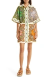 ALEMAIS TRIPPY TROPPO LINEN MINI SHIRTDRESS
