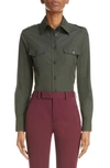 Saint Laurent Cotton-poplin Shirt In Kaki Uniforme