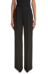 Saint Laurent Wool Wide Leg Trousers In Noir