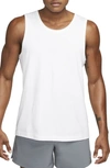 Nike Primary Logo-embroidered Cotton-blend Dri-fit Tank Top In White/ White