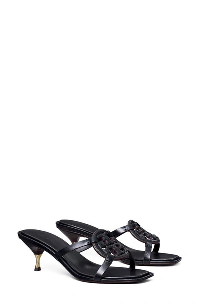 Tory Burch Miller Leather Kitten Heel Sandals In Black