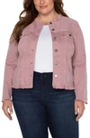 Liverpool Classic Frayed Hem Denim Jacket In Aster Mauve