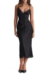 House Of Cb Corset Satin Slipdress In Black