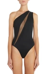 VERSACE MESH INSET ONE-SHOULDER ONE-PIECE SWIMSUIT