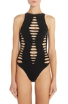 Versace One Piece Swimsuit With Cuts In Black