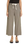 MAX MARA ARGENTO CROP DRAWSTRING WIDE LEG COTTON TROUSERS