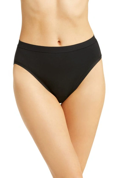 Wacoal Understated High-rise Stretch Cotton Briefs In Black