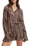 Good American Flap Pocket Button-up Shirt In Good Leopard003