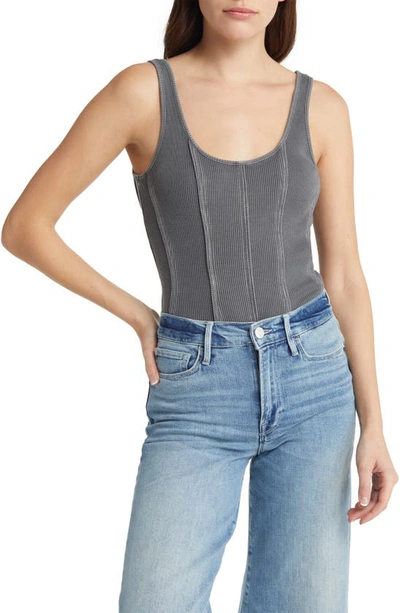 Agolde Elna Organic Cotton Blend Bodysuit In Gravity