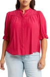 Wit & Wisdom Eyelet Peasant Blouse In Persian Red