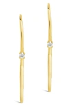 Sterling Forever 14k Gold Plated Sterling Silver Cz Stud Threader Earrings In Gold
