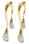 Alexis Bittar Solanales Crystal Front Back Link Earrings In Gold