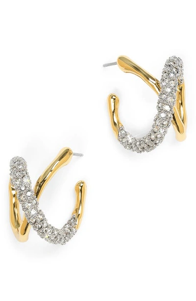 Alexis Bittar Solanales Twisted Orbit Hoop Earrings In Crystals