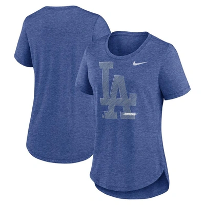NIKE NIKE HEATHER ROYAL LOS ANGELES DODGERS TOUCH TRI-BLEND T-SHIRT