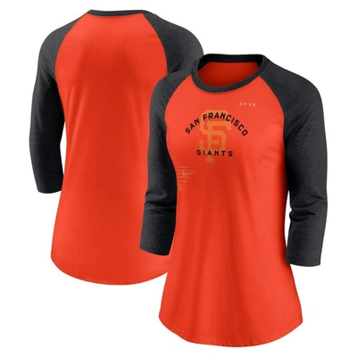Nike Women's  Orange, Black San Francisco Giants Next Up Tri-blend Raglan 3/4-sleeve T-shirt In Orange,black