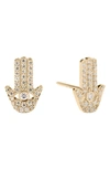 Lana Flawless Mismatched Hamsa Diamond Stud Earrings In Yellow