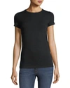 Majestic Soft Touch Raw-edge Crewneck Tee In Black