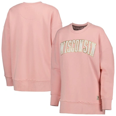Pressbox Pink Wisconsin Badgers La Jolla Fleece Pullover Sweatshirt
