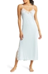 Natori Enchant Lace Trim Nightgown In Frosted Blue/ Shell Pink Lace