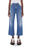 Mother Blue Wide Leg Jeans With Logo Patch In Cotton Denim Woman In Heart Throb