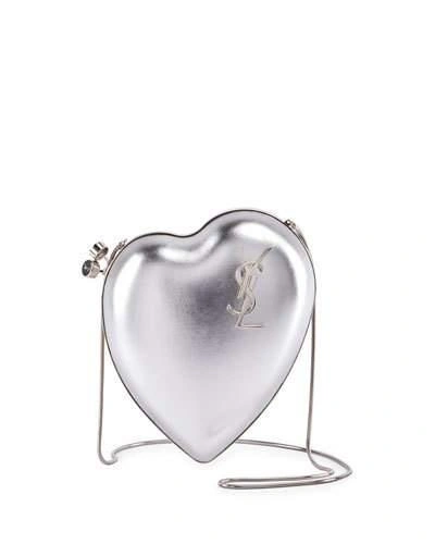 Saint Laurent Women's Metallic Love Box Bag In Silver In Gray