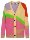 Msgm Mohair Blend Intarsia Knit Cardigan In Multicolor