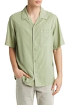 Nn07 Julio 5029 Short Sleeve Lyocell & Linen Button-up Camp Shirt In Green