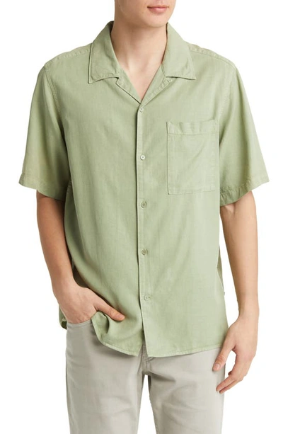 Nn07 Julio 5029 Short Sleeve Lyocell & Linen Button-up Camp Shirt In Green