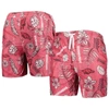 WES & WILLY WES & WILLY CARDINAL ARKANSAS RAZORBACKS VINTAGE FLORAL SWIM TRUNKS