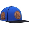 PRO STANDARD PRO STANDARD  ROYAL/BLACK GOLDEN STATE WARRIORS HERITAGE LEATHER PATCH SNAPBACK HAT