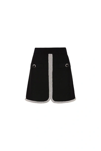 Rebecca Vallance Raine Crystal-embellished Knitted Mini Skirt In Black