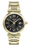 FERRAGAMO FERRAGAMO ORA BLACK DIAL STAINLESS STEEL BRACELET WATCH, 40MM X 8.9MM