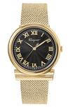 Ferragamo 3-hand Dial Mesh Strap Watch, 34mm In Gold