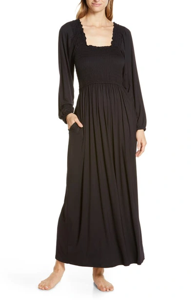 Nordstrom Moonlight Eco Long Sleeve Nightgown In Black