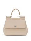 Dolce & Gabbana Sicily Small Shiny Leather Handbag In Powder