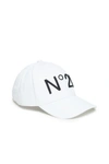 N°21 Kids' Embroidered Logo Cotton Baseball Cap In White