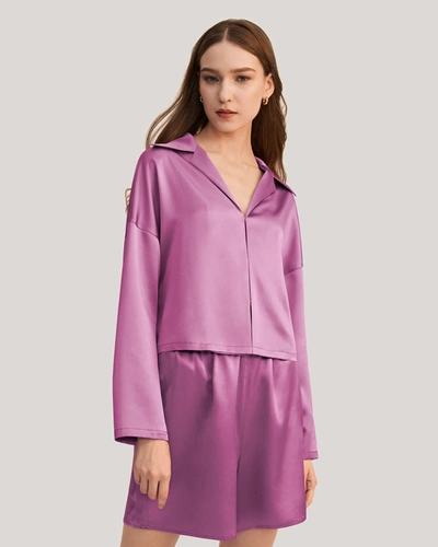 Lilysilk Myrtus Oversized Short Silk Pajama Set For Women In Purple