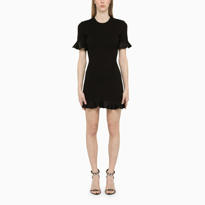 David Koma Cutout Back Ruffle Trim Mini Dress In Black