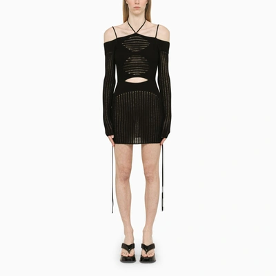 Andreädamo Ribbed Knit Mini Dress In Black