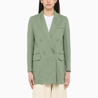 Max Mara Double-breasted Cotton Blazer In Green