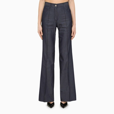 Ferragamo Denim Blue Trousers In Multicolor