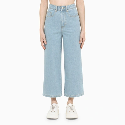 Kenzo Sumire Cropped Wide-leg Jeans In Blue