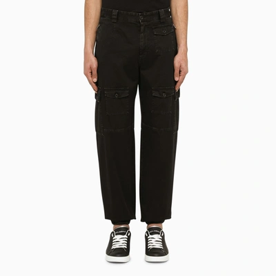 Dolce & Gabbana Black Cargo Pants With Multi-pockets In Cotton Man
