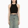 Max Mara Ribbed Tank Cropped Top In Black