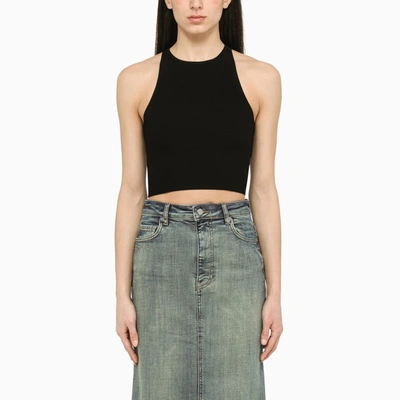 Max Mara Turku Cropped Ribbed Jersey Tank In Black
