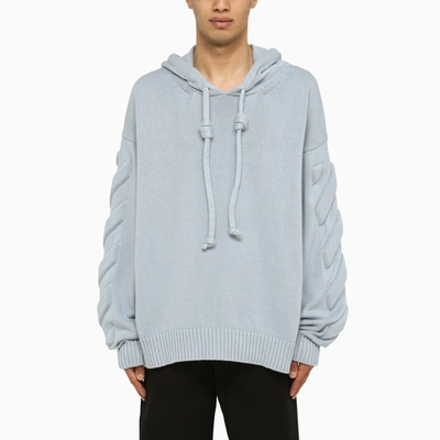 Off-white 3d Diag Knit Hoodie In Blue