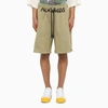 Palm Angels Khaki Faded Shorts In Green