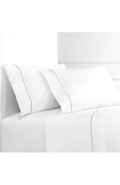 Melange Home Marrow Stripe Cotton Percale Duvet Set In Blue/white