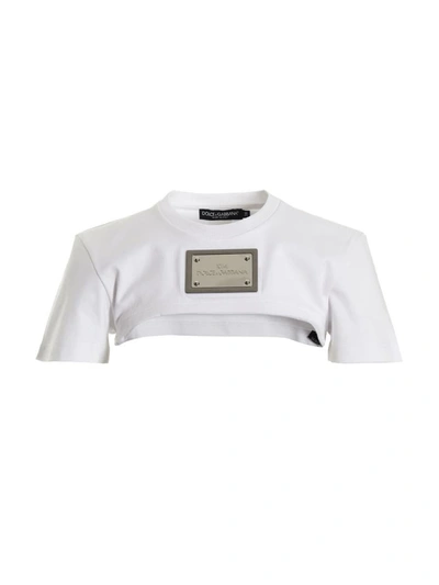 Dolce & Gabbana Cotton Jersey Logo Cropped T-shirt In White