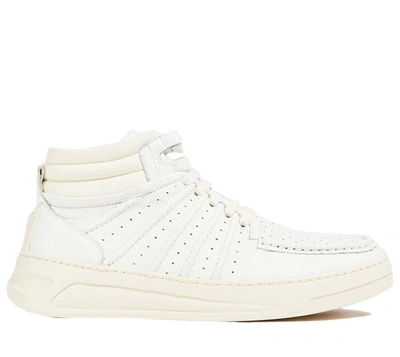 Acne Studios Textured Leather High Top Trainers In White